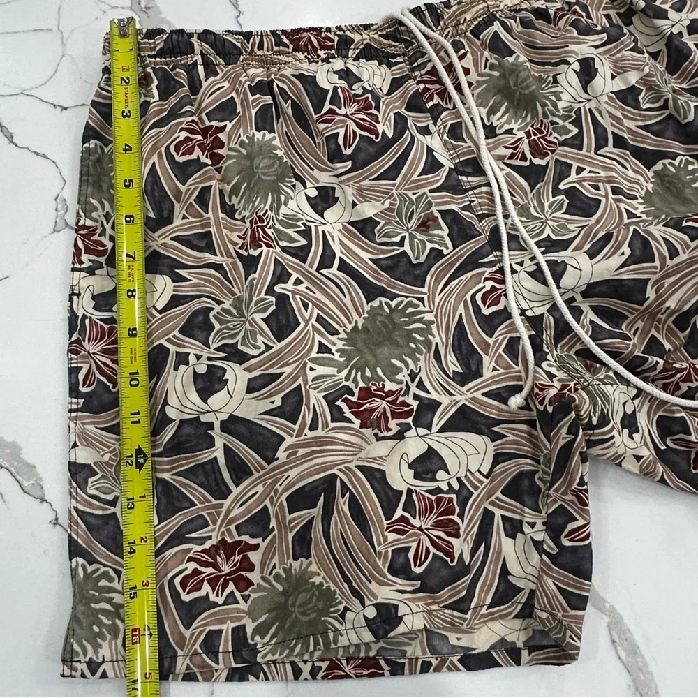 Burma Bibas Men's Floral Swim Trunks Size L Cotton Mesh Lined Tropical Shorts